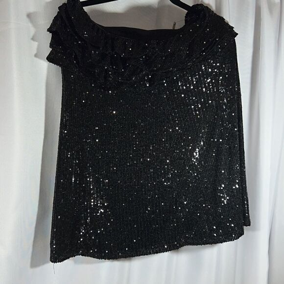 FREE PEOPLE FRIDA SEQUINED STRAPLESS MINI DRESS IN BLACK - Picture 6 of 7